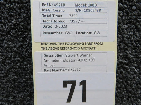 Stewart-Warner 827477 Stewart Warner Ammeter Indicator (-60 to +60 Amps)
