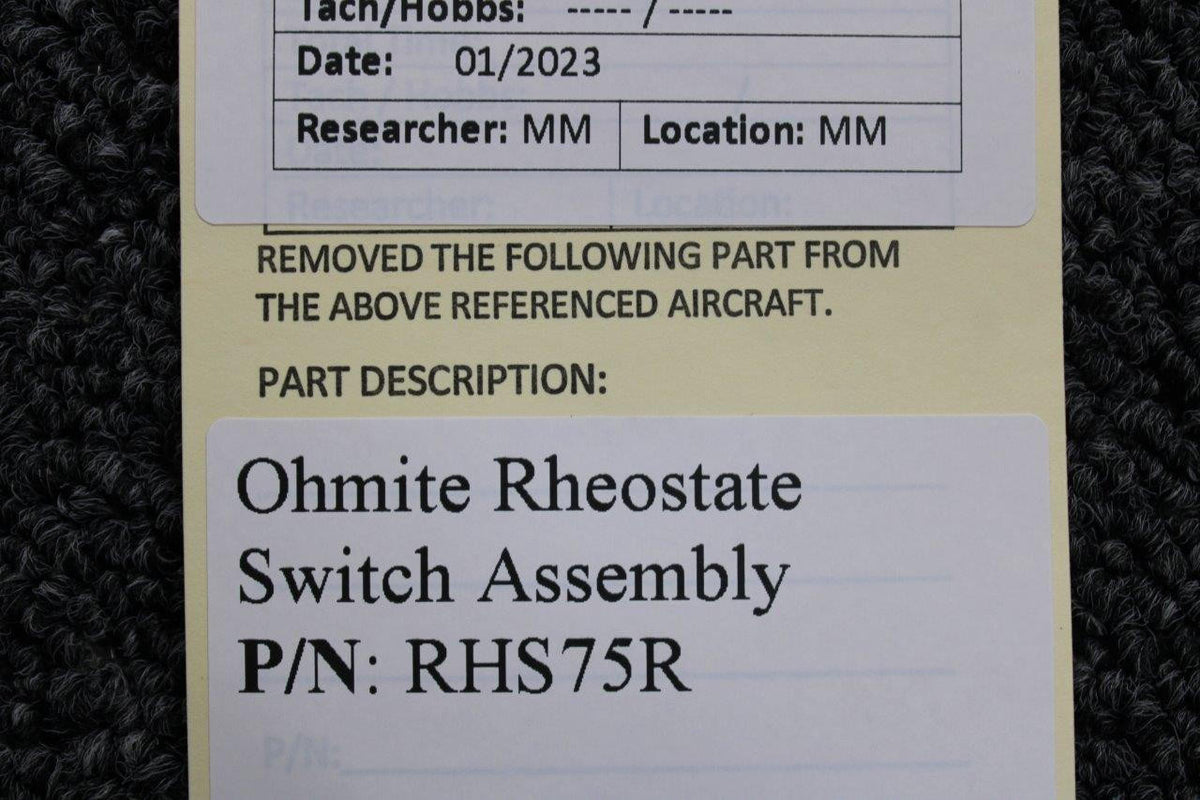 Ohmite RHS75R Ohmite Rheostat Switch Assembly