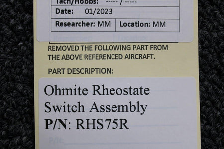 Ohmite RHS75R Ohmite Rheostat Switch Assembly