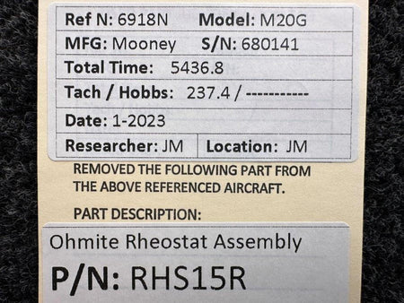 Ohmite RHS15R Ohmite Rheostat Assembly