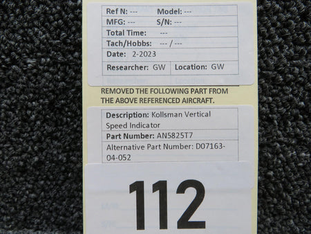 kollsman AN5825T7 (Alt: D07163-04-052) Kollsman Vertical Speed Indicator