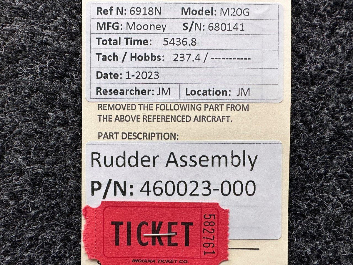 Mooney Aircraft Parts & Accessories 460023-000 Mooney M20G Rudder Assembly