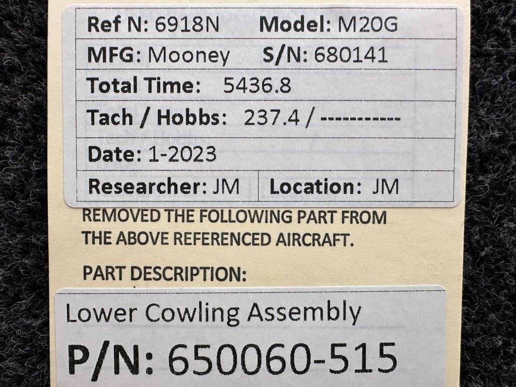 Mooney Aircraft Parts & Accessories 650060-515 Mooney M20G Lower Cowling Assembly with Cowl Flaps