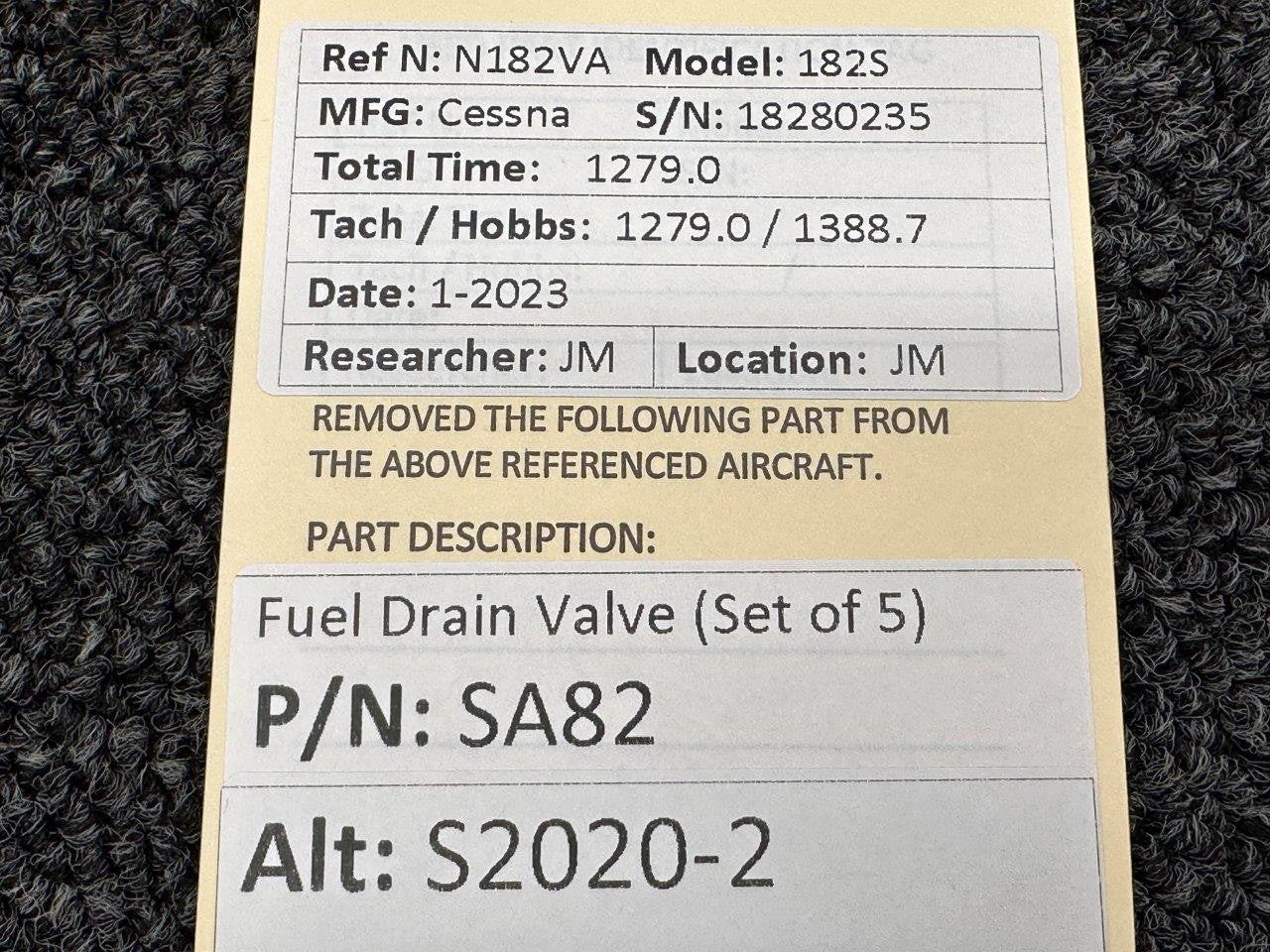 Re※20 ページ SA82 (Alt: S2020-2) Cessna 182S Fuel Drain Valve Set of 5 – BAS