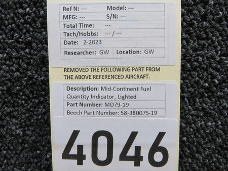 Mid-Continent MD79-19 (Alt: 58-380075-19) Mid-Continent Fuel Quantity Indicator, Lighted
