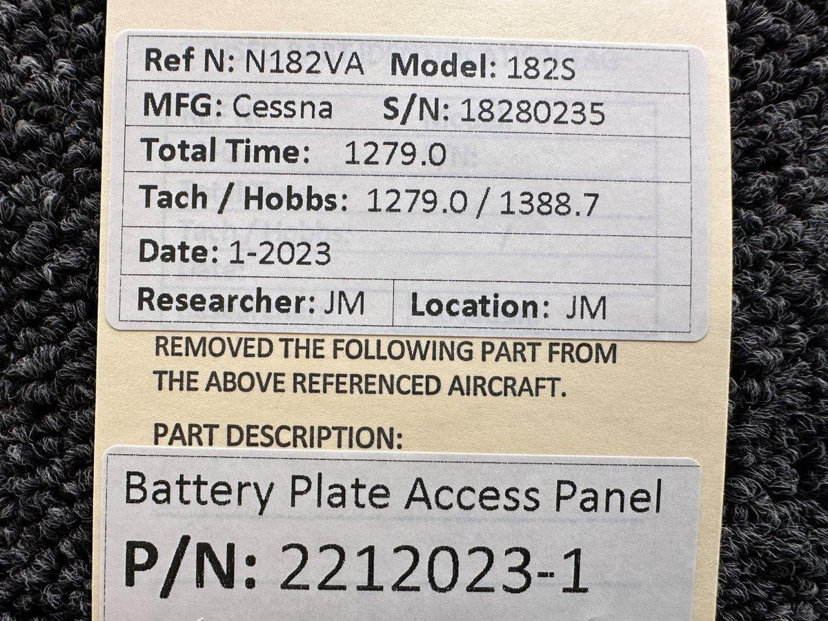 Cessna Aircraft Parts 2212023-1 Cessna 182S Battery Plate Access Panel