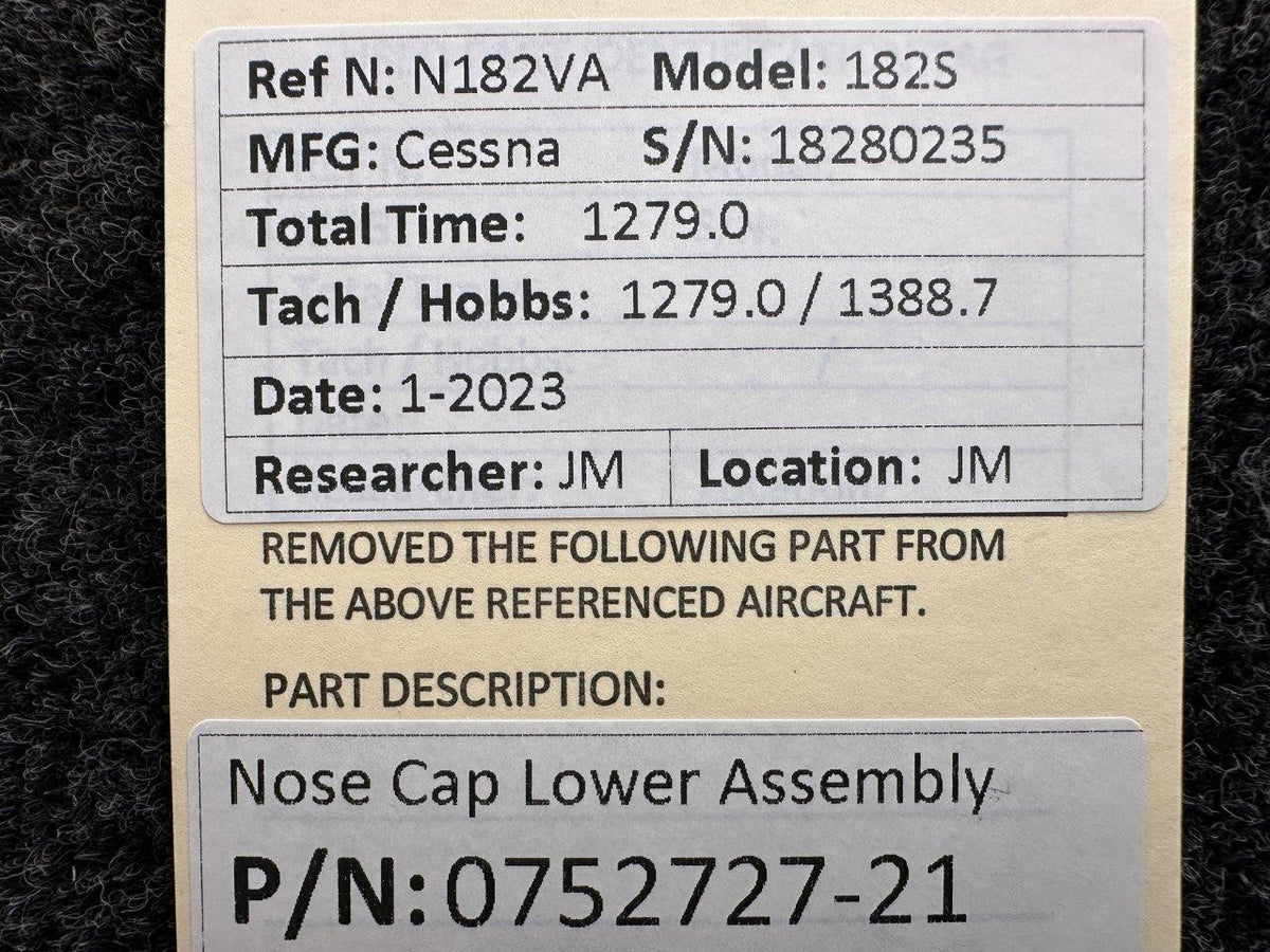 Cessna Aircraft Parts 0752727-21 Cessna 182S Nose Cap Lower Assembly