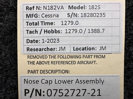 Cessna Aircraft Parts 0752727-21 Cessna 182S Nose Cap Lower Assembly