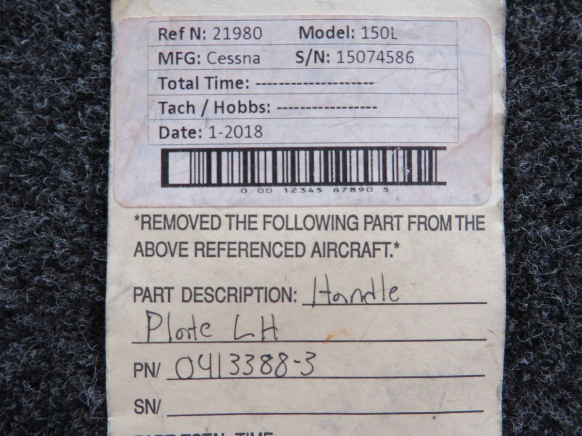 0413388-3 Cessna 150L Handle Plate Assembly LH BAS Part Sales | Airplane Parts