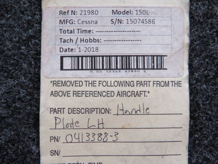 0413388-3 Cessna 150L Handle Plate Assembly LH BAS Part Sales | Airplane Parts