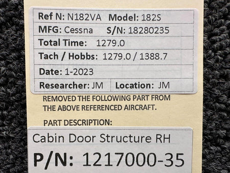 Cessna Aircraft Parts 1217000-35 Cessna 182S Cabin Door Structure RH
