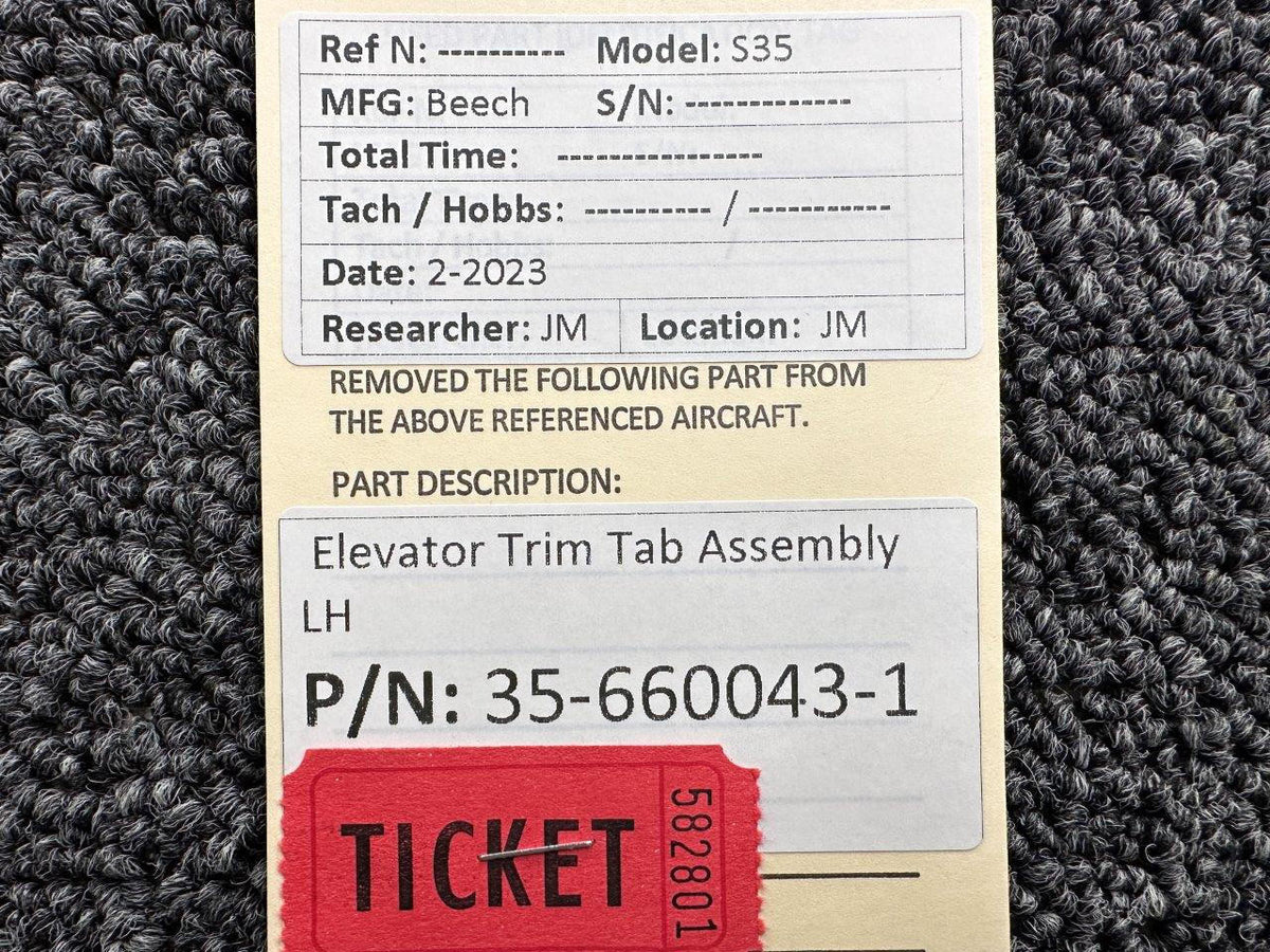 Beechcraft Parts 35-660043-1 Beechcraft S35 Elevator Trim Tab Assembly LH