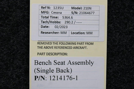 Cessna Aircraft Parts 1214176-1 Cessna 210N Bench Seat Assembly (Single Back)