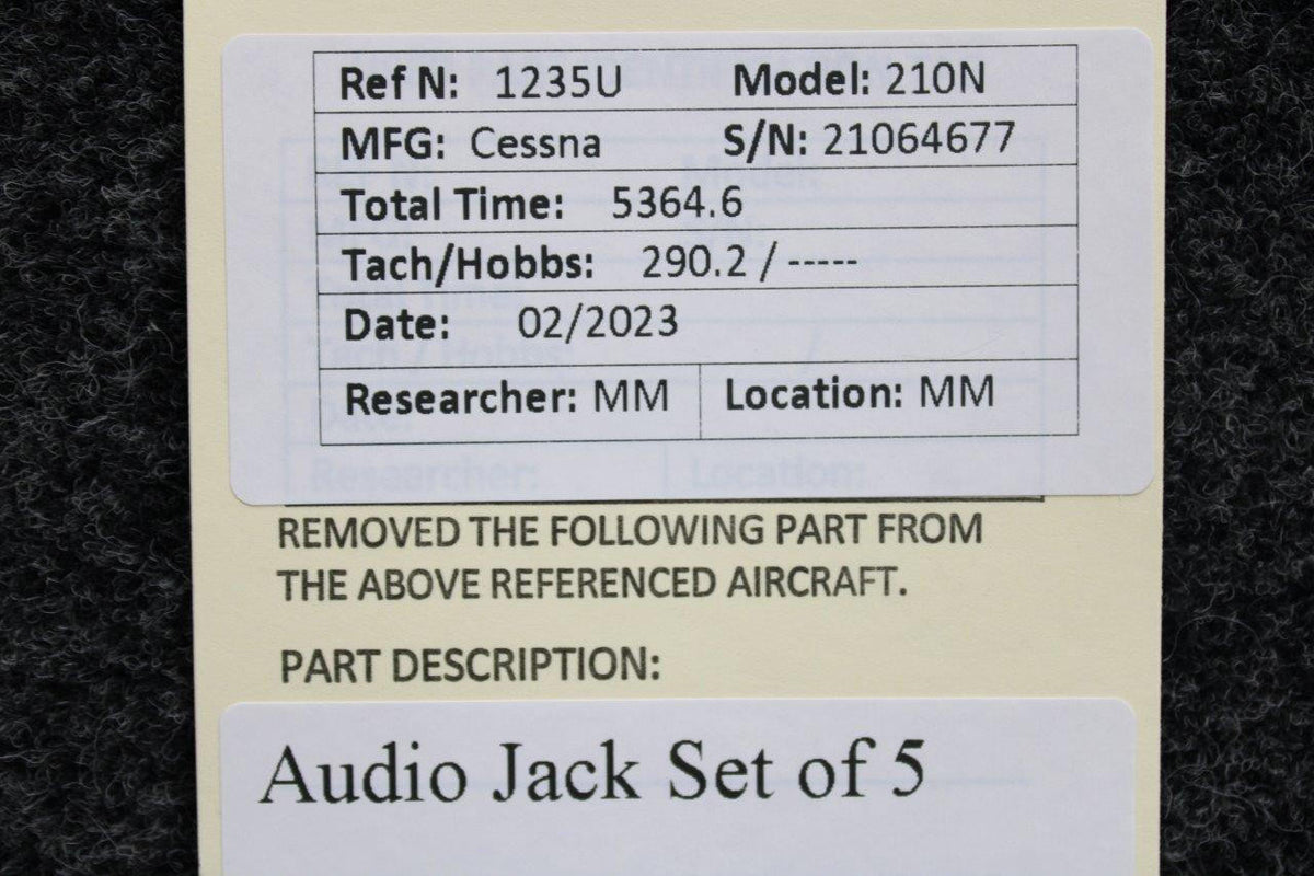 Cessna Aircraft Parts Cessna 210N Audio Jack Set of 5