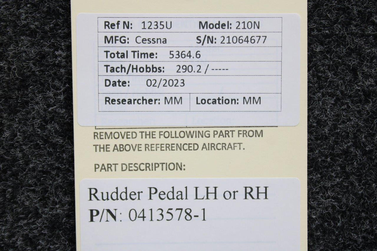 Cessna Aircraft Parts 0413578-1 Cessna 210N Rudder Pedal LH or RH