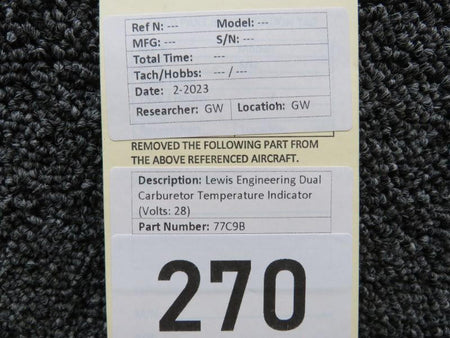Lewis Engineering 77C9B Lewis Engineering Dual Carburetor Temperature Indicator (Volts: 28)