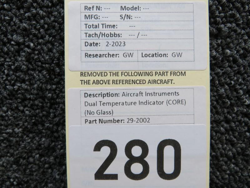 Aircraft Instruments 29-2002 Aircraft Instruments Dual Temperature Indicator (CORE) (No Glass)