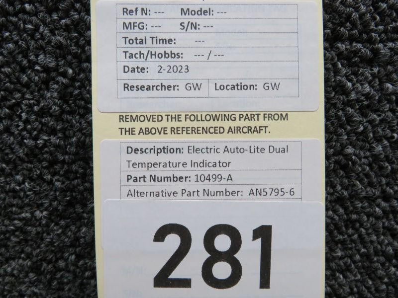 Electric Auto-Lite 10499-A (Alt: AN5795-6) Electric Auto-Lite Dual Temperature Indicator
