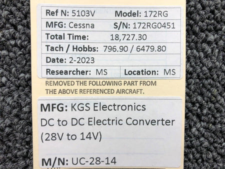 KGS Electronics UC-28-14 KGS Electronics DC to DC Electric Converter (28V to 14V)