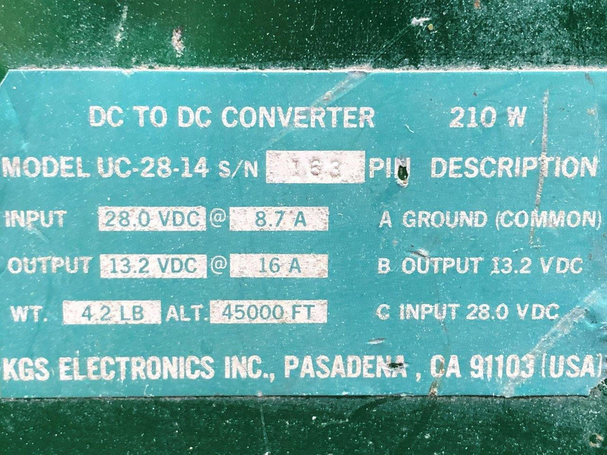 KGS Electronics UC-28-14 KGS Electronics DC to DC Electric Converter (28V to 14V)
