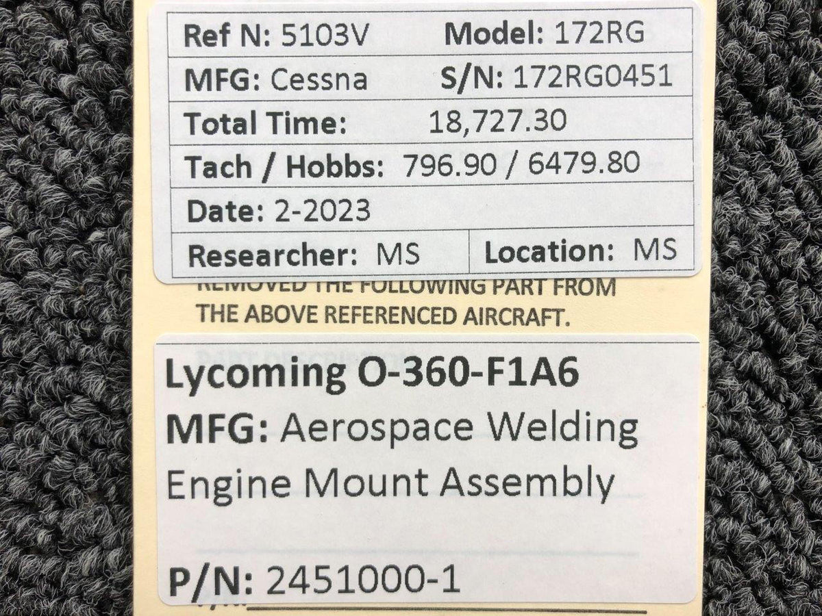 Aerospace 2451000-1 Lycoming O-360-F1A6 Aerospace Welding Engine Mount Assembly