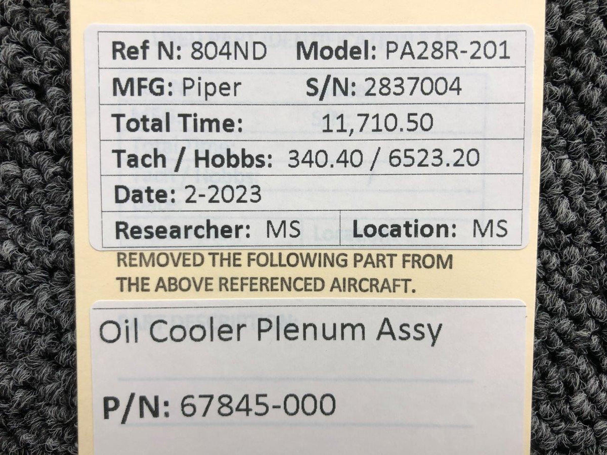 Lycoming Aircraft Engines & Parts 67845-000 Lycoming IO-360-C1C6 Oil Cooler Plenum Assembly