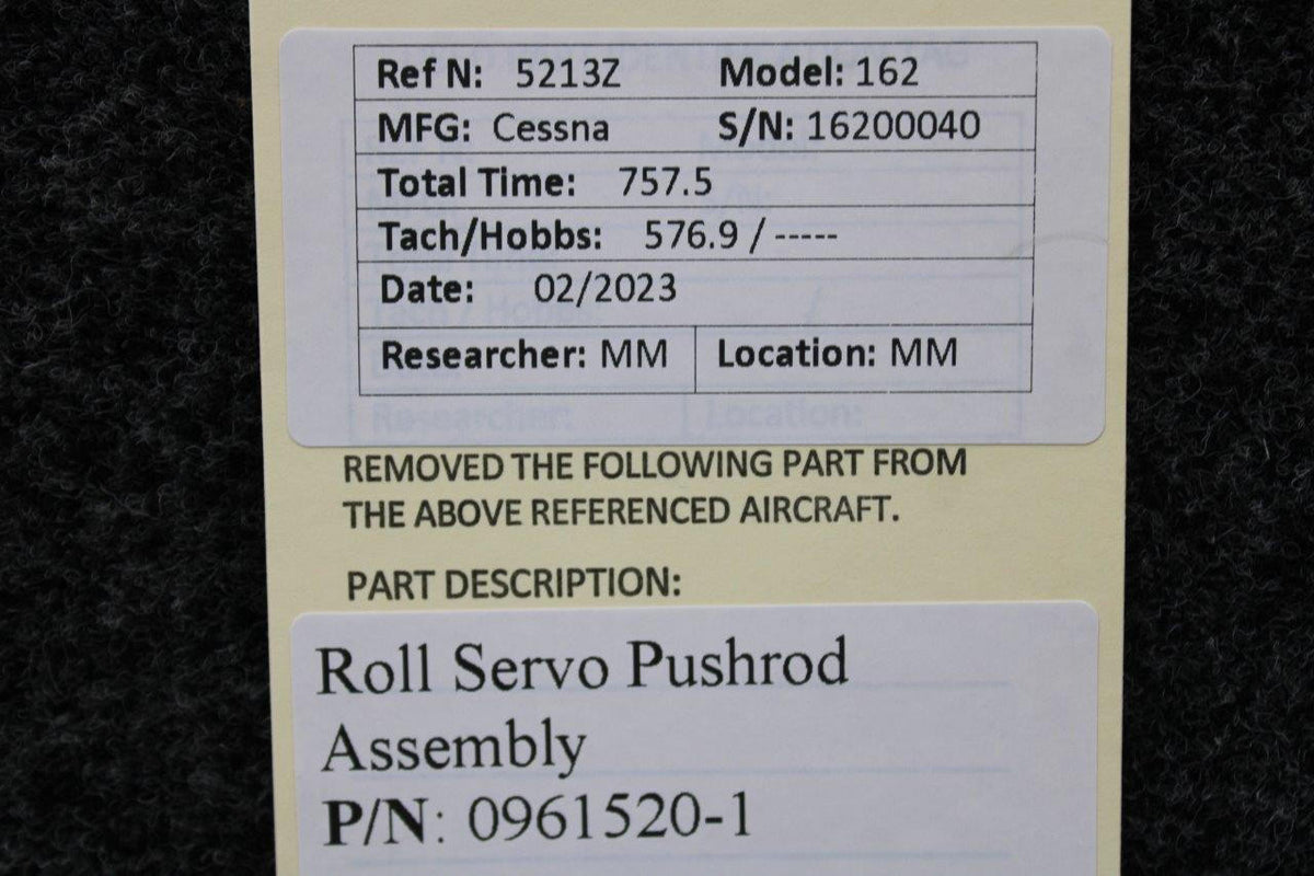 Cessna Aircraft Parts 0961520-1 Cessna 162 Roll Servo Pushrod Assy