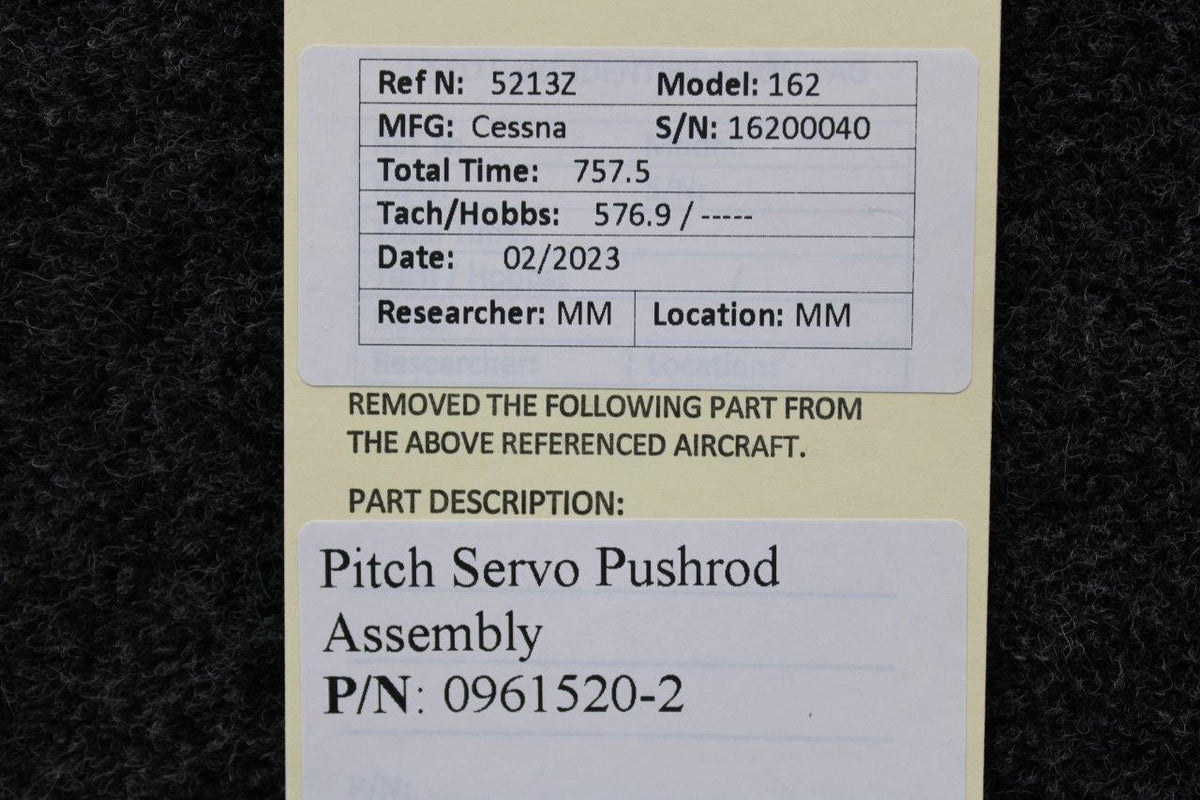 Cessna Aircraft Parts 0961520-2 Cessna 162 Pitch Servo Pushrod Assy