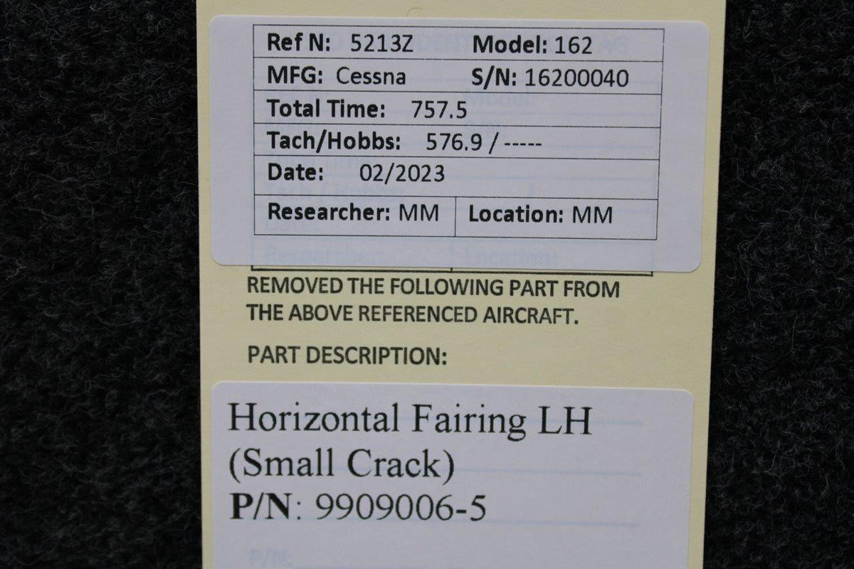 Cessna Aircraft Parts 9909006-5 Cessna 162 Horizontal Fairing LH (Small Crack)