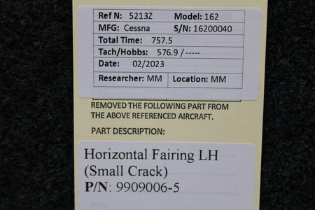 Cessna Aircraft Parts 9909006-5 Cessna 162 Horizontal Fairing LH (Small Crack)