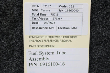 Cessna Aircraft Parts 0916100-16 Cessna 162 Fuel System Tube Assembly