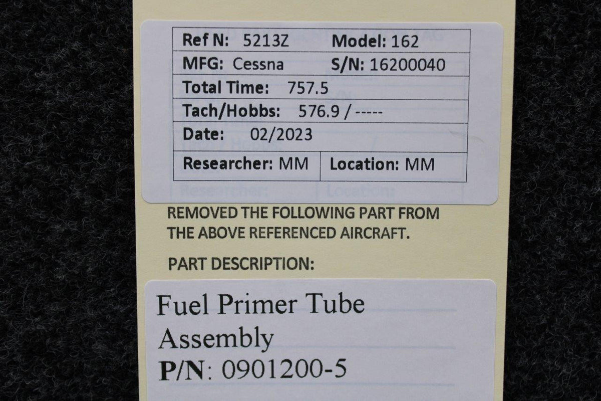Cessna Aircraft Parts 0901200-5 Cessna 162 Fuel Primer Tube Assembly