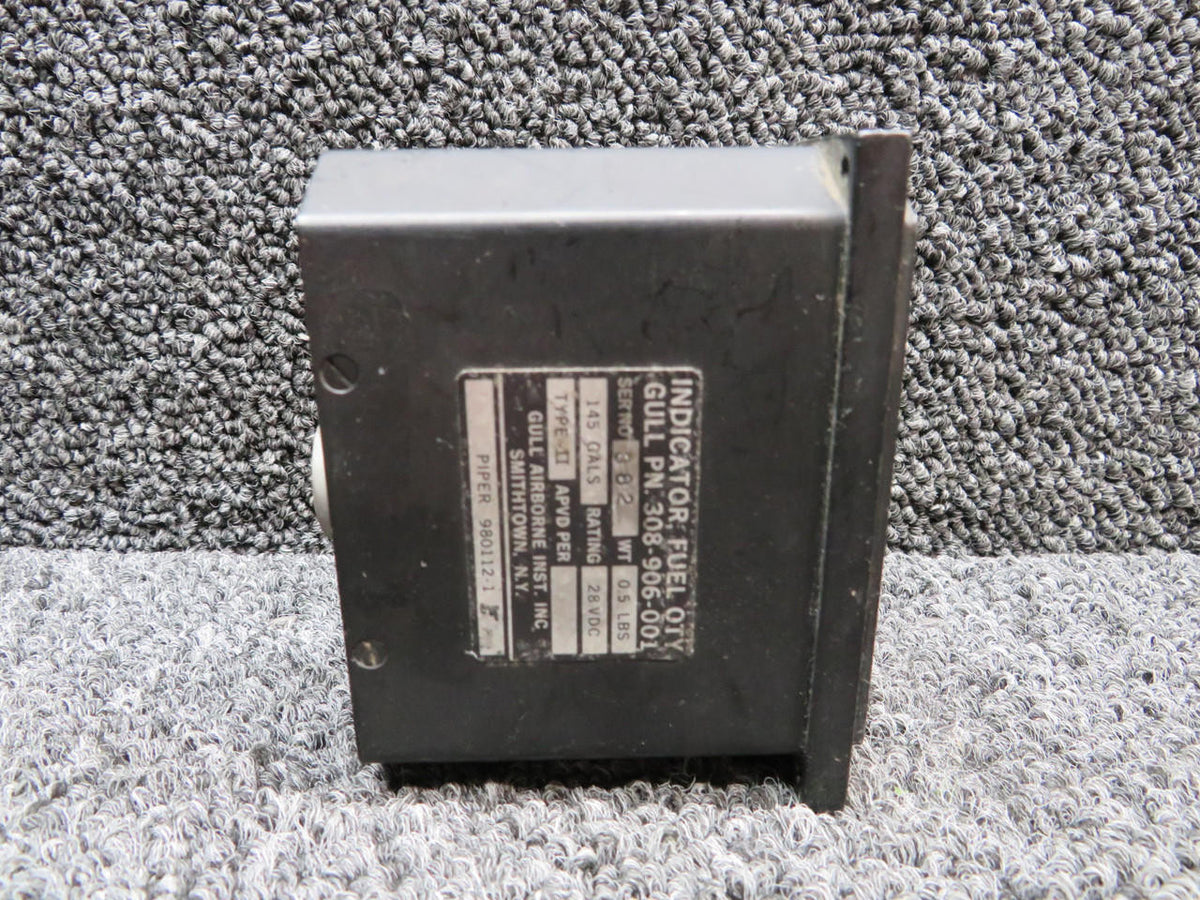 Gull Airborne 308-906-001 (Alt: 980112-1) Gull Airborne Type II Fuel Quantity Indicator (Volts: 28)