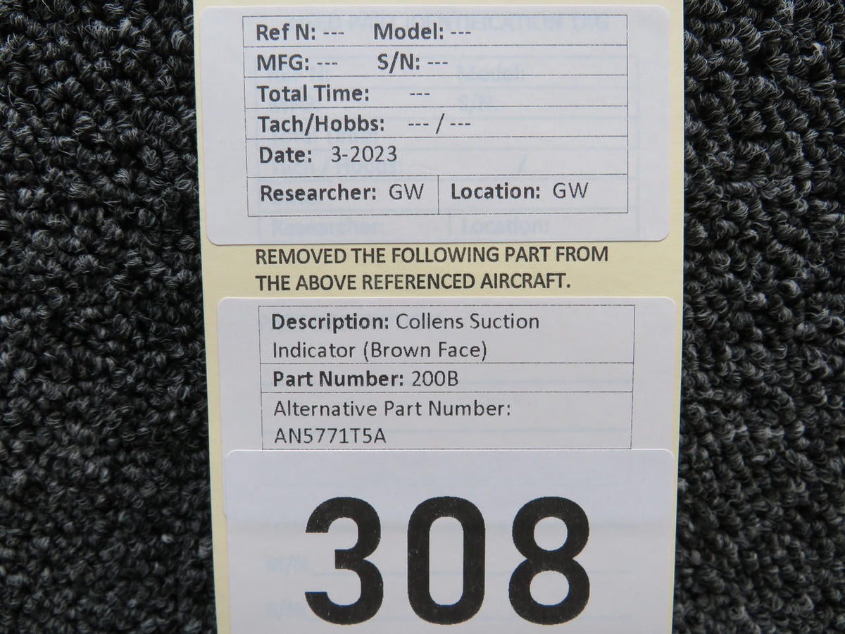 Collens 200B (Alt: AN5771T5A) Collens Suction Indicator (Brown Face)