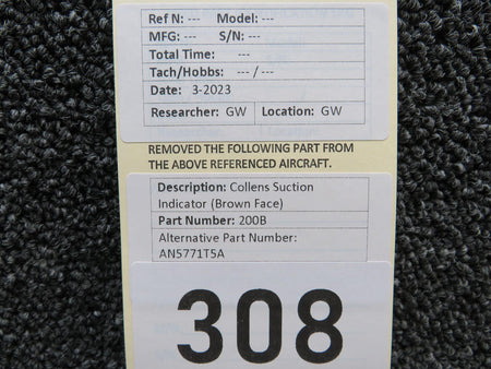 Collens 200B (Alt: AN5771T5A) Collens Suction Indicator (Brown Face)