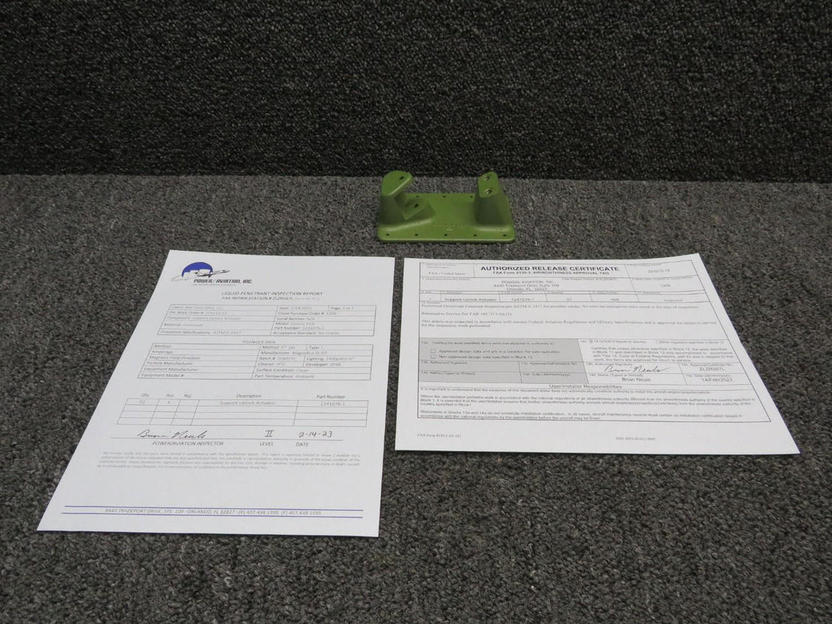 Cessna Aircraft Parts 1241076-1 Cessna 210L Uplock Actuator Support with 8130 and PAI-PT-1