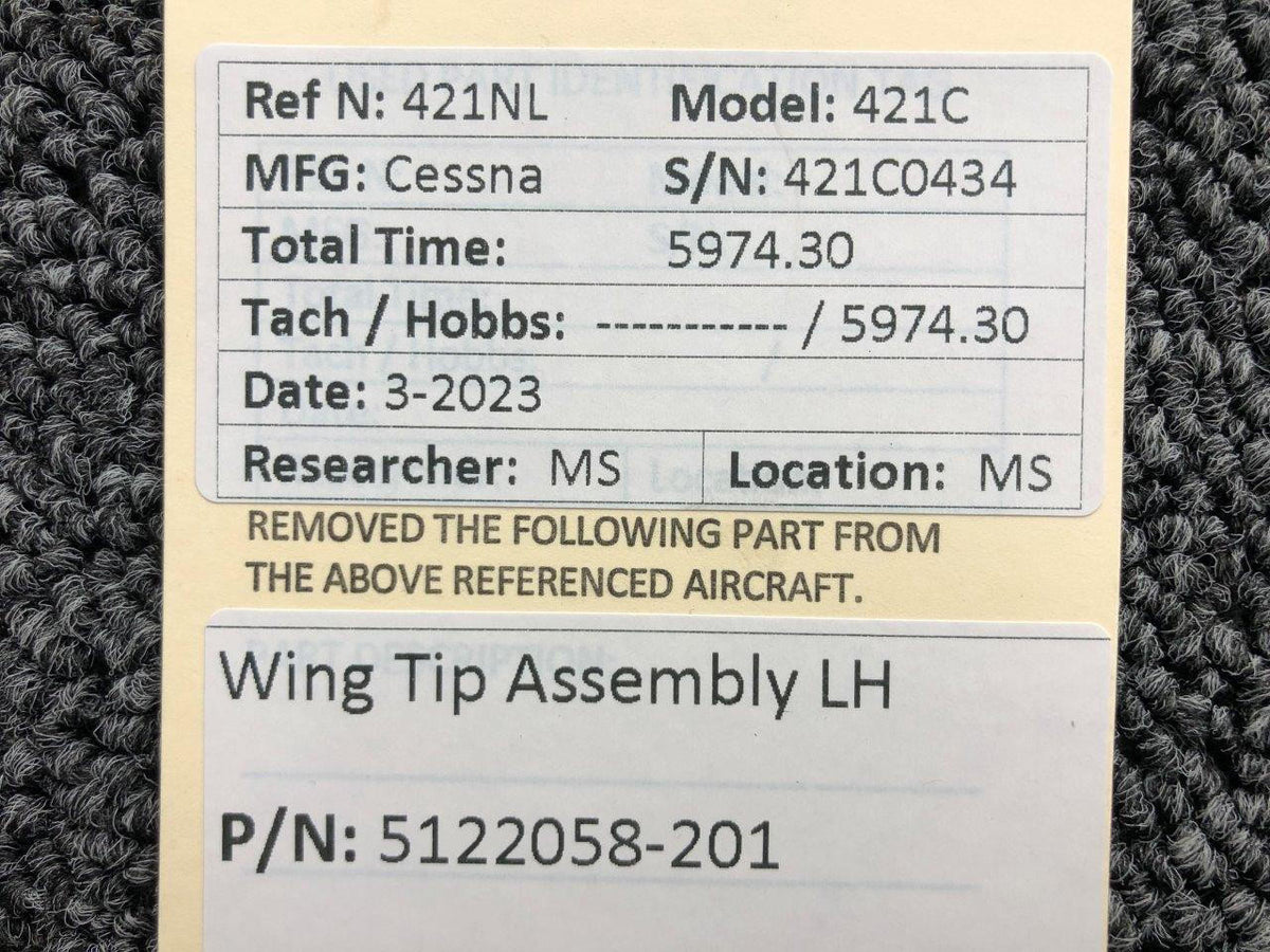 Cessna Aircraft Parts 5122058-201 Cessna 421C Wing Tip Assembly LH