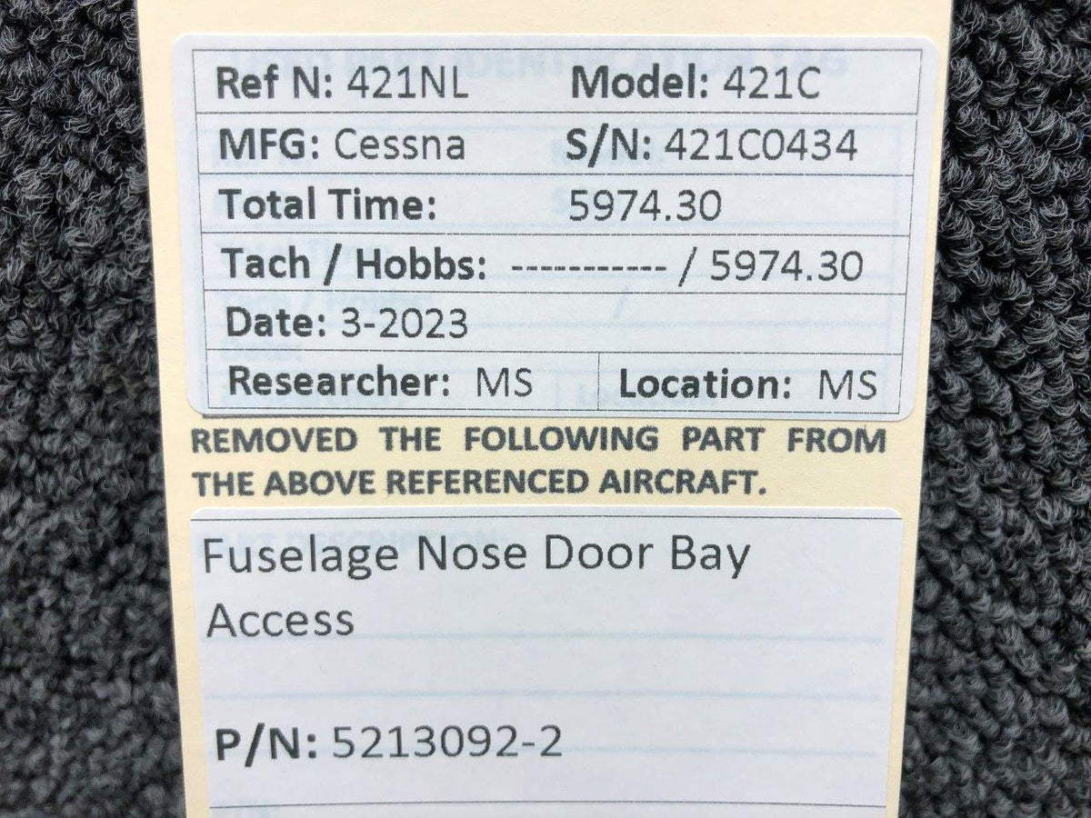 Cessna Aircraft Parts 5213092-2 Cessna 421C Fuselage Nose Door Bay Access