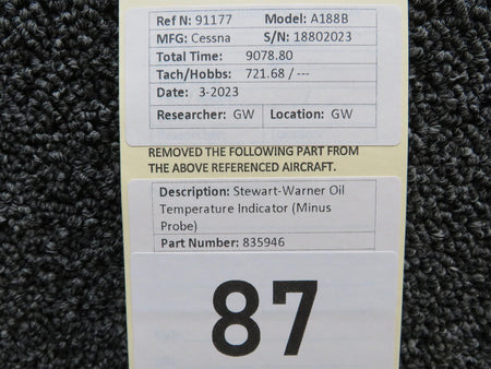 Stewart-Warner 835946 Stewart Warner Oil Temperature Indicator (Minus Probe)