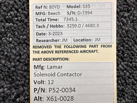 lamar P52-0034 (Alt: X61-0028) Lamar Solenoid Contractor Assembly (Volts: 12)