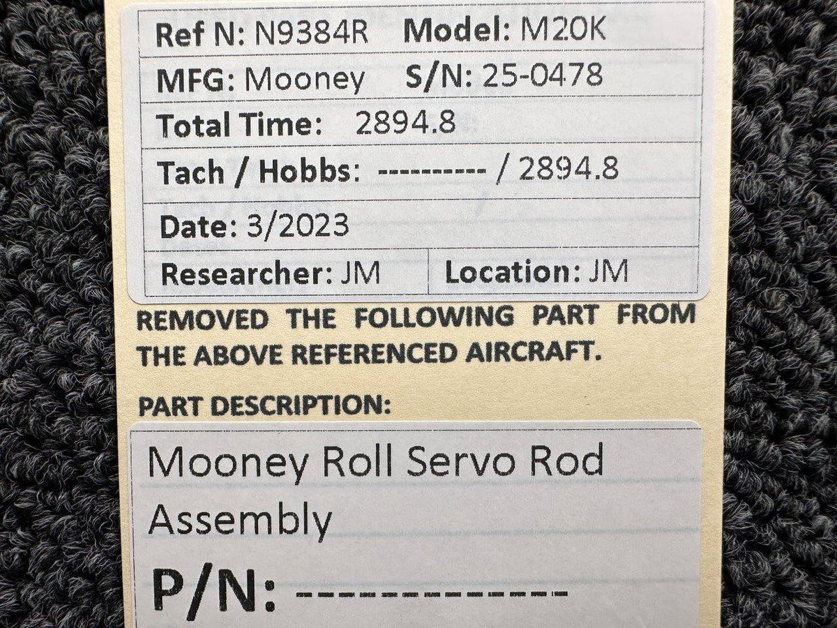 Mooney Aircraft Parts & Accessories Mooney M20K Roll Servo Rod Assembly