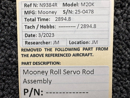 Mooney Aircraft Parts & Accessories Mooney M20K Roll Servo Rod Assembly