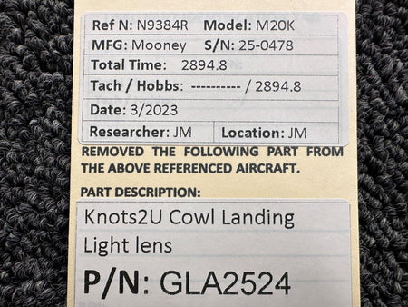 Knots-2-U GLA2524 Knots2U Cowl Landing Light Lens
