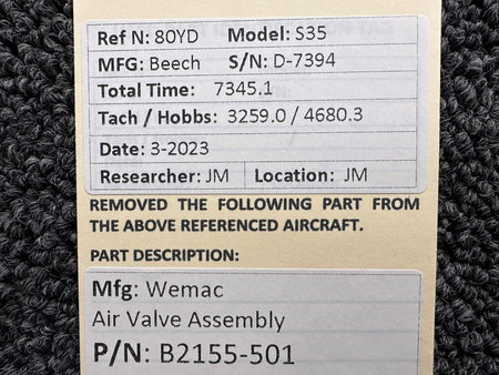 Wemac B2155-501 Wemac Air Valve Assembly