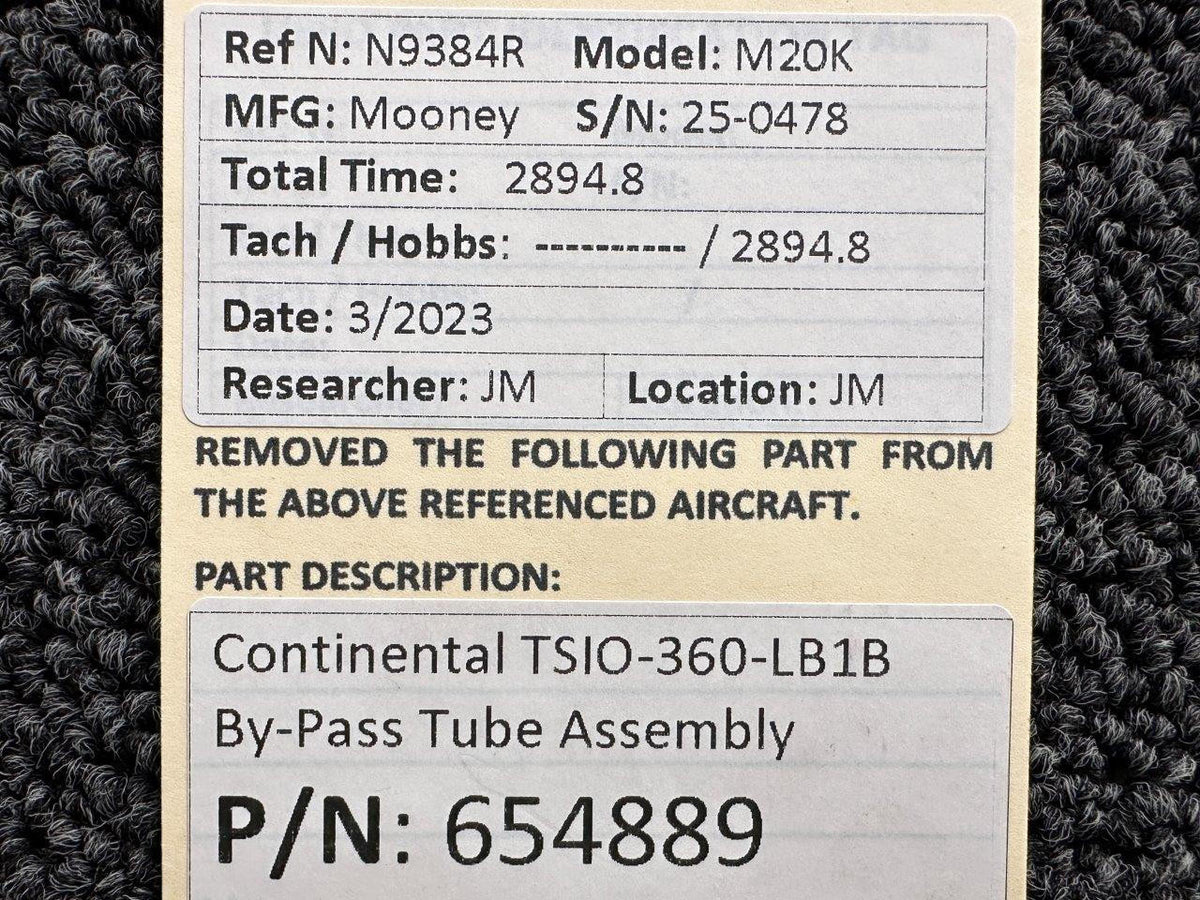 Continental Motors  654889 Continental TSIO-360-LB1B By-Pass Tube Assembly