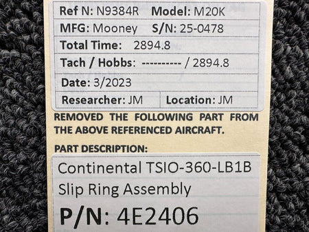 Continental Motors  4E2406 Continental TSIO-360-LB1B Slip Ring Assembly