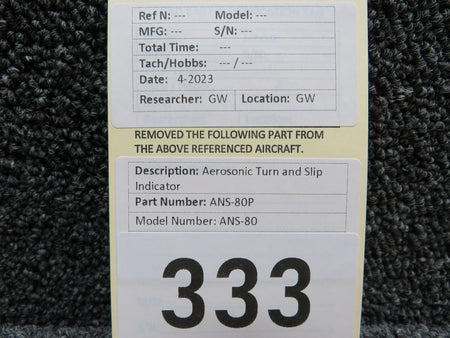Aerosonic ANS-80P Aerosonic ANS-80 Turn and Slip Indicator