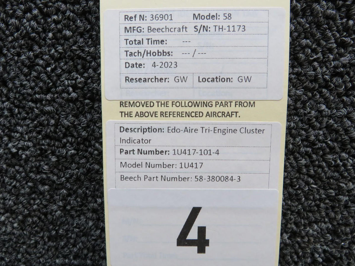 Edo-Aire 1U417-101-4 Edo-Aire 1U417 Tri-Engine Gauge Cluster Indicator