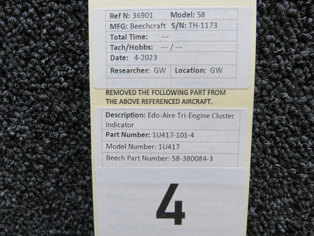 Edo-Aire 1U417-101-4 Edo-Aire 1U417 Tri-Engine Gauge Cluster Indicator
