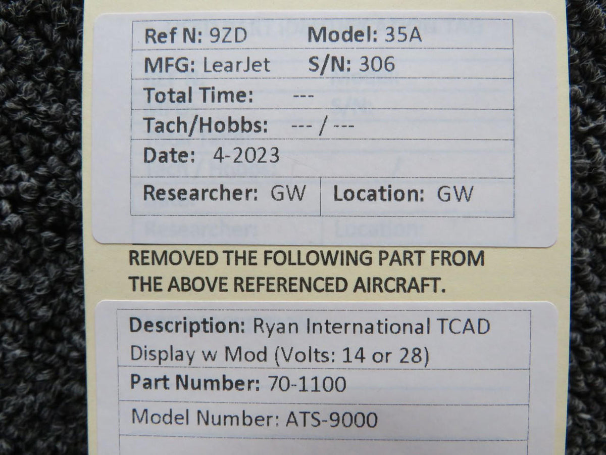 Ryan 70-1100 Ryan International TCAD ATS-9000 Display w Mod (Volts: 14 or 28)